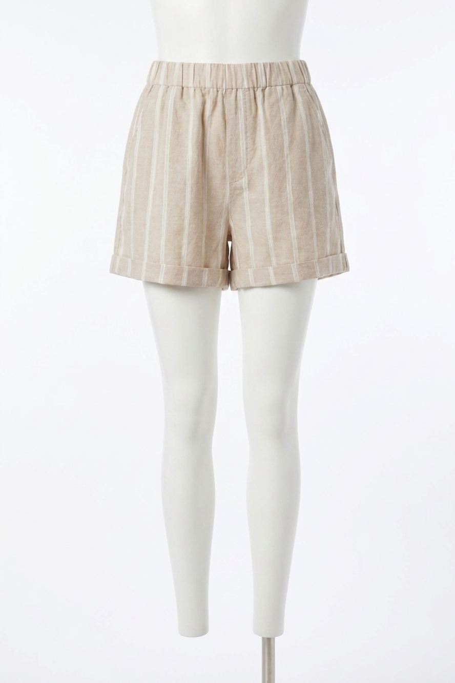 NEW BY TOGETHER westmore stripe shorts in taupe /white stripe